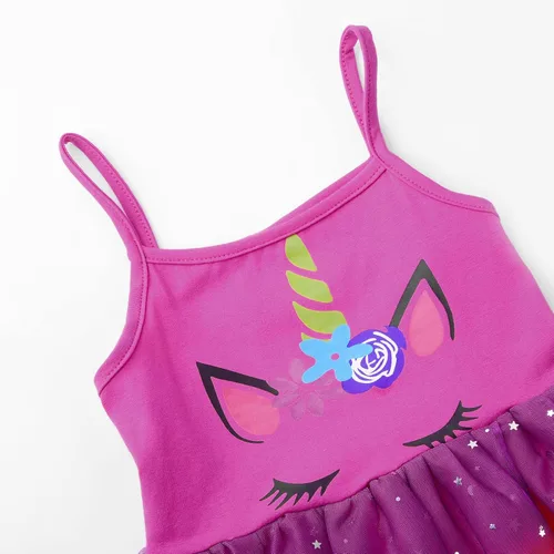 Vista 4 de Vgolar Vestido de niña de flores, disfraz de unicornio, vestido de tul para fiesta