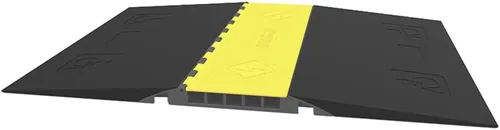 Vista 7 de Electriduct Protector de cable de 5 canales, 2.25 pulgadas de altura, poliuretano de 20,000 libras, capacidad de carga de eje, base negra y tapa