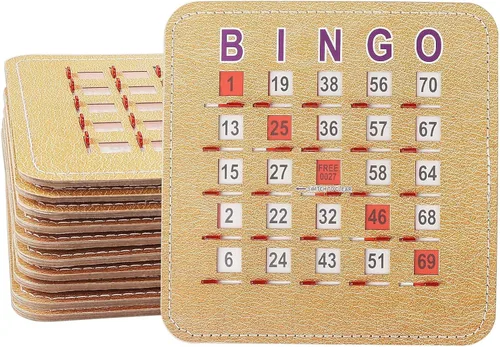 GSE Games & Sports Expert Tarjetas de bingo con obturador cosido de 5 capas, tarjetas de bingo deslizantes con punta de dedo, cartón de bingo de