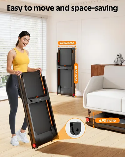 Vista 6 de 5% Incline Walking Pad Treadmill, 300LB Capacity Folding Treadmills for Home, Walking pad with Handle bar, 3.0 HP Quiet Dual Cushion System