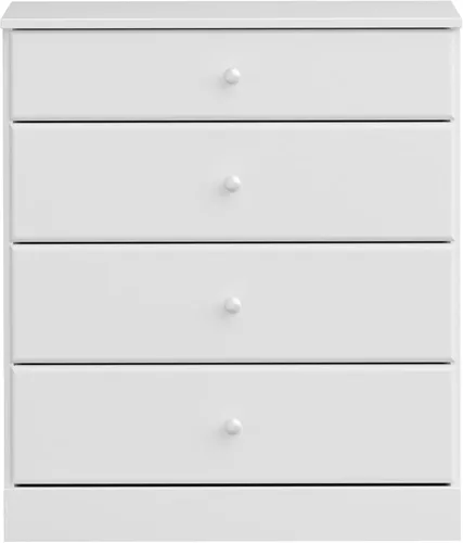 Vista 17 de Prepac Astrid - Cómoda con tiradores acrílicos para cómoda de 4 cajones, color blanco cristal.
