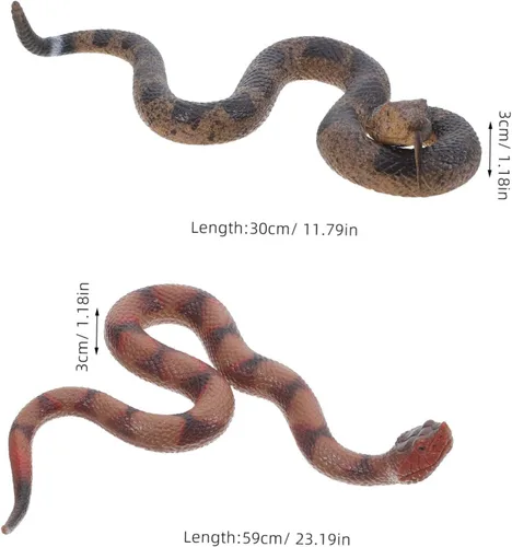Vista 2 de Abaodam 2pcs Realistic Rubber Snake Lifelike Rattlesnake Figures for Pranks Garden Decor and Halloween Party Props Safe Flexible Material for Pets