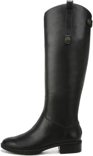 Vista 2 de YDN Botas planas elegantes hasta la rodilla para mujer, puntera cerrada, cremalleras traseras, tacones bajos, botas de equitación, zapatos