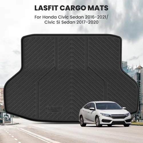 Vista 2 de LASFIT Tapete de maletero para Honda Civic Sedan 2016-2021, apto para todo tipo de clima, revestimiento de maletero, bandeja de carga, bandeja
