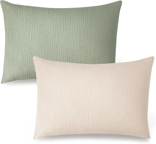 Vista 10 de Konssy Funda de almohada de muselina para almohada de 13 x 18 pulgadas, paquete de 2 fundas de almohada de algodón suave y transpirable para niños