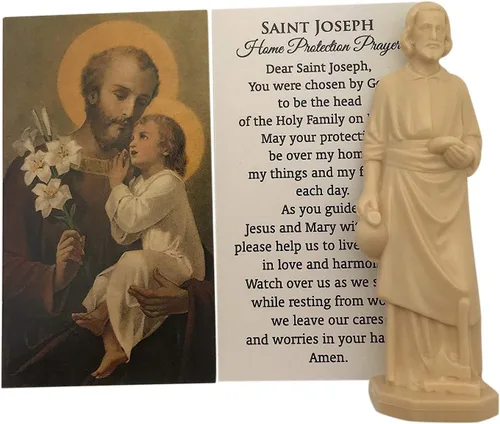 Vista 3 de Westmon Works St Joseph The Home Protector Set con estatua de 4 pulgadas y tarjeta de oración sagrada fabricado en los Estados Unidos