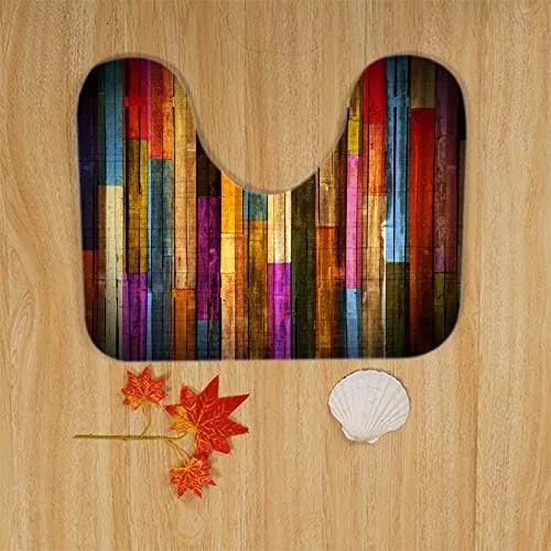 Vista 5 de Wodejia - cortina de baño, cubierta de inodoro, alfombra, accesorios de cuatro piezas, tela de poliéster, impresión 3D