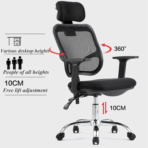 Vista 3 de Ergonomic Office Chair, Comfortable Swivel Chair with Mesh Fabric, Adjustable Backrest, High Back Computer Chair with Lumbar Support