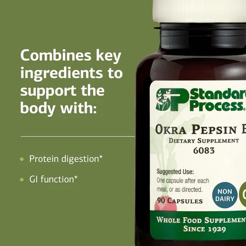 Vista 4 de Proceso estándar Okra Pepsina E3 - Suplemento de salud gastrointestinal y intestinal - Apoya la digestión de proteínas y la función digestiva