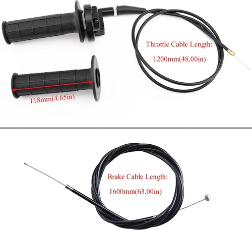 Vista 4 de Kit de control de manillar de 7/8 pulgadas de 0.866 in - con palancas de freno, empuñaduras, cable del acelerador y cable de freno, para mini