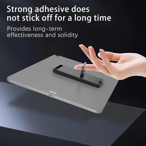 Vista 5 de Soporte de anillo para tablet, soporte universal ajustable para correa de mano, mango de 360 grados, agarre con parche adhesivo para iPad/Galaxy Tab
