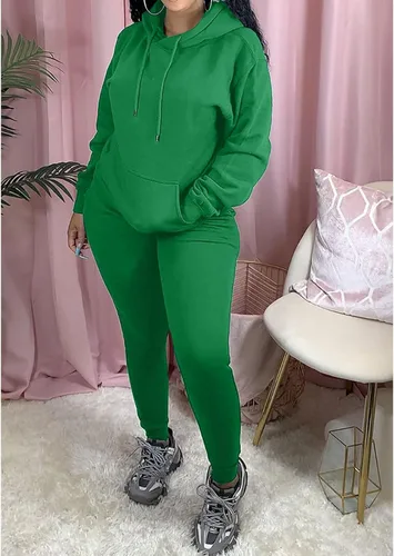 Vista 5 de KANSOON Conjunto deportivo de 2 piezas para mujer, sudadera de manga larga con capucha y pantalones deportivos