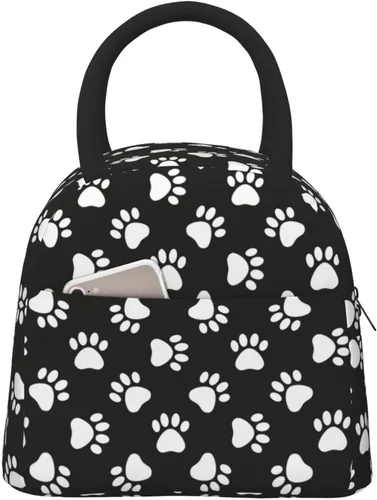 Vista 21 de Bolsa de almuerzo con estampado de patas de perro, bolsa compacta con huellas de animales, reutilizable, contenedor para mujeres, hombres, escuela