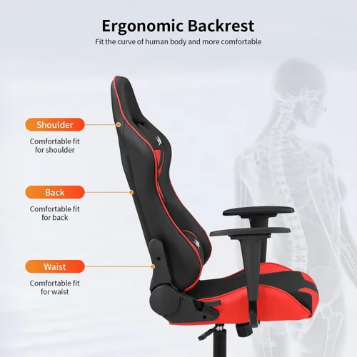 Vista 95 de Silla ergonómica para videojuegos, silla de juegos con reposacabezas, silla de computadora de oficina con ruedas y soporte lumbar, silla