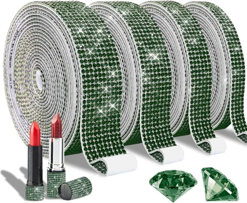 Vista 17 de 4 Rollos de Cinta Autoadhesiva de Diamantes de Imitación de Cristal, Cinta de Diamantes Bling con Adhesivos de 2 mm para Manualidades, Boda, AB