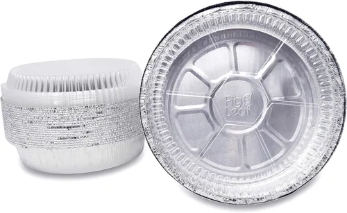 Vista 7 de Paquete de 60 sartenes redondas de aluminio prémium de 7 pulgadas con tapas de cúpula de plástico, lata de aluminio desechable para asar, hornear
