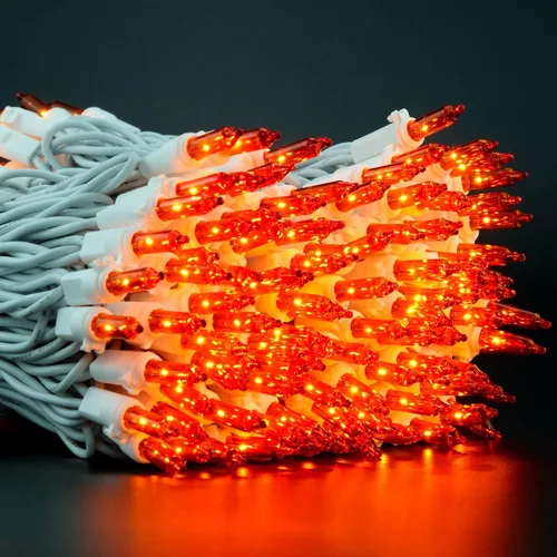 Vista 9 de YULETIME 200 luces de Navidad naranjas, paquete de 2 juegos de 33 pies, 100 luces incandescentes con certificación UL (naranja - cable blanco)