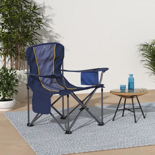 Vista 2 de ALPHA CAMP Silla plegable de gran tamaño para campamento, resistente con bolsa enfriadora, soporte de 450 libras, marco de acero, plegable