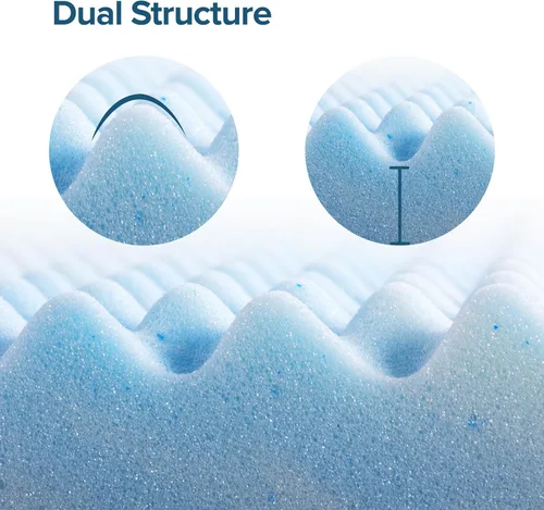 Vista 4 de ZINUS Cubrecolchón de espuma viscoelástica de gel refrescante en espiral de 1.5 pulgadas, embalaje WonderBox más pequeño y más conveniente