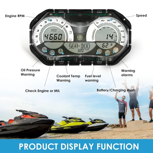 Vista 3 de 278002270 Jet Ski Velocímetro Digital Gauge Cluster Compatible Sea Doo GTX RXP RXT Wake LCD Gauge W/278002144 Chrome Bisel Plug and Play