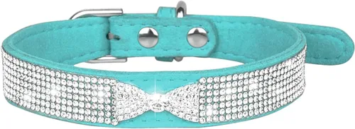 Vista 40 de Lindo collar para perro con diamantes de imitación brillantes, elegante collar de cristal con purpurina bonita joya suave para perros de raza