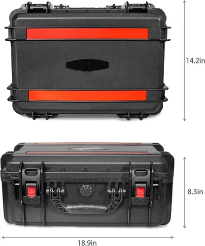 Vista 2 de Funda rígida impermeable con inserto de espuma personalizable para bricolaje, 19 x 14 x 8 pulgadas