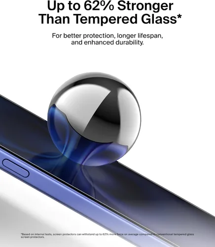 Vista 5 de Belkin ScreenForce InvisiGlass - Protector de pantalla de privacidad para iPhone 16 Plus, protección contra impactos resistente a los arañazos