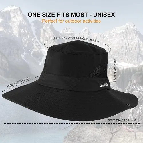 Vista 4 de Tutuko Sombreros de sol de ala ancha para mujer, plegables, protección UV, sombreros de pescador de playa, cola de caballo de malla, sombrero