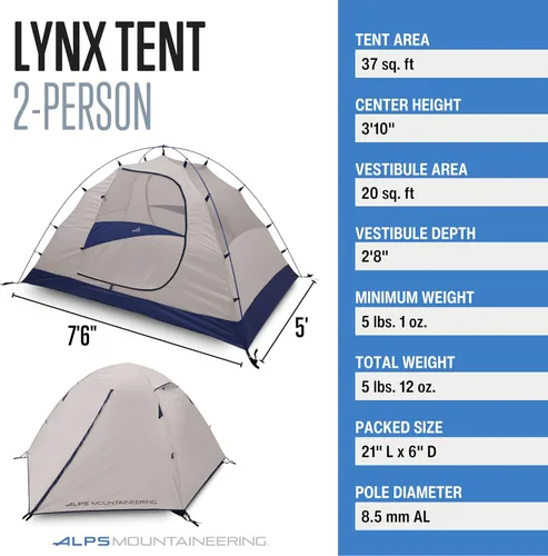 Vista 6 de ALPS Mountaineering Lynx Tienda para 2 personas de senderismo y camping