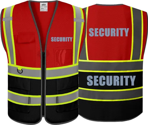 Vista 29 de BeautyWill Chalecos de seguridad de alta visibilidad clase 2 con certificación ANSI Chaleco de trabajo de seguridad con cremallera frontal