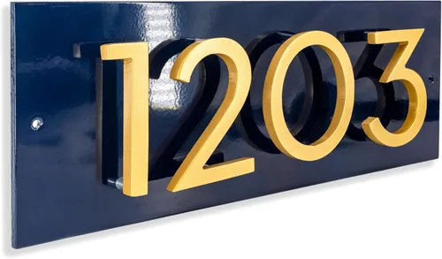 Vista 2 de Montague Metal Products Placa de dirección horizontal de 6 pulgadas flotante con números de casa, aluminio, fácil de instalar, horizontal, 4 dígitos