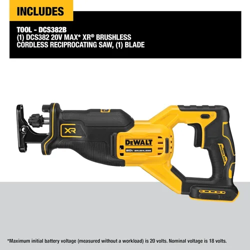 Vista 6 de DEWALT Sierra recíproca MAX* de 20 V, inalámbrica, disparador variable de 2 dedos, abrazadera de hoja sin llave, solo herramienta (DCS382B)