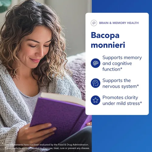 Vista 3 de Pure Encapsulations Bacopa Monnieri Suplemento para el cerebro, la memoria, la concentración y el estrés.* 180 cápsulas
