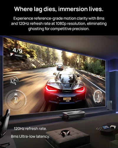 Vista 7 de AWOL VISION LTV-2500 Proyector láser triple de 4K UHD de proyección ultracorta con Dolby Vision y Atmos, 3D activo, 150", HDR10+, Proyector láser TV