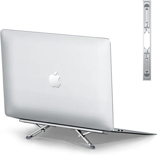 Vista 10 de Elevadores de computadora portátil para escritorio, soporte para laptop de 4 alturas ajustables, elevador de teclado, patas ergonómicas