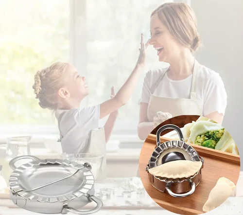 Vista 5 de Prensa Molde de Acero Inoxidable para Hacer Dumplings Empanadas Ravioles - Molde Wonton, Herramienta Fácil para Envoltorio de Dumplings Cortador Gris