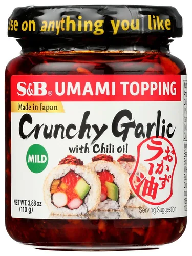 S&B Aceite de chile con ajo crujiente de 3.9 onzas (paquete de 2)