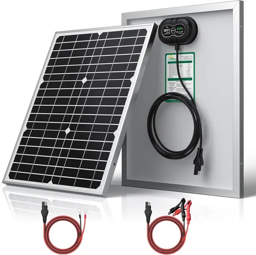 SUNER POWER Mantenedor de cargador de batería solar de 24 V y 20 W, controlador de carga MPPT ultra inteligente, impermeable, panel solar de 20 W,