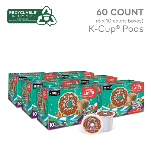 Vista 2 de The Original Donut Shop Cinnamon Toast Crunch One-Step Latte, Keurig Single Serve K-Cup Pods, 60 unidades (6 paquetes de 10)