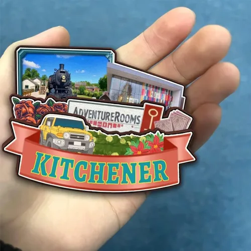 Vista 4 de Kitchener Ontario Canada - Imán para nevera de madera 3D, madera 3D, hecho a mano, recuerdos de la ciudad, imán para nevera, decoración del hogar