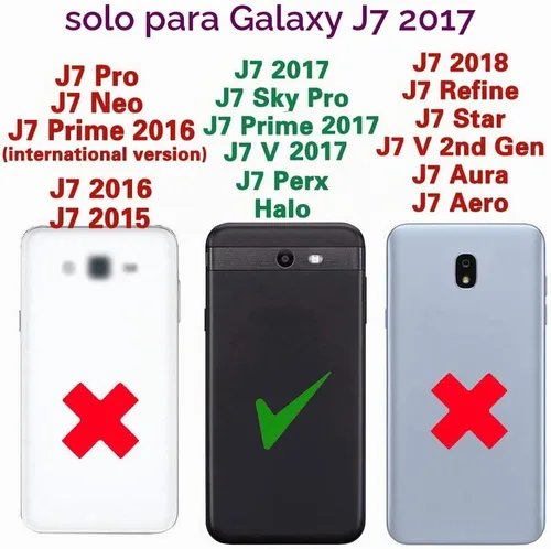 Vista 3 de Asuwish Funda de teléfono para Samsung Galaxy J7 Prime 2017 J 7 Skypro Sky Pro J7V V S727VL con protector de pantalla de vidrio templado y celda