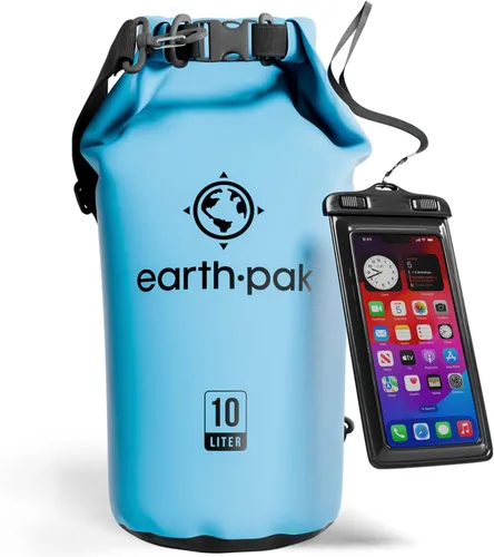 Vista 45 de Earth Pak Bolsa Seca Impermeable - Mochila Impermeable de Cierre Enrollable Superior Mantiene el Equipo Seco para Kayak con Funda Impermeable