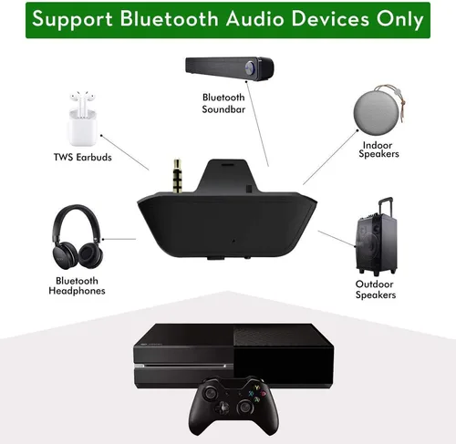 Vista 4 de Uberwith Adaptador de audio estéreo Bluetooth Xbox One para Xbox One XS, compatible con auriculares inalámbricos, altavoces, Airpods de baja latencia