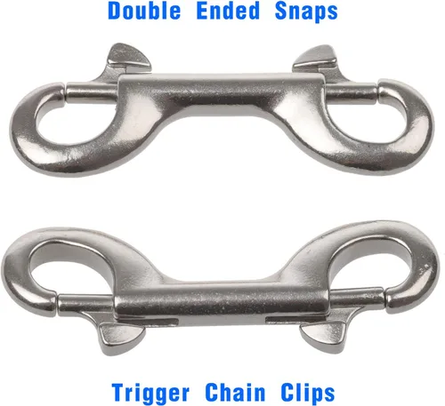 Vista 2 de Ganchos de doble extremo, 3-12 pulgadas, clips de buceo de doble extremo de grado marino, clip de cadena de gatillo de acero inoxidable 316