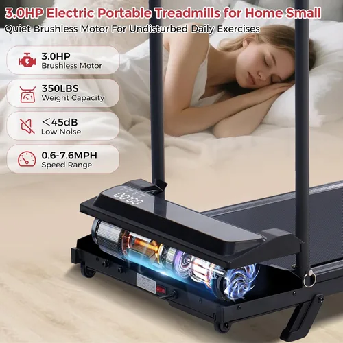 Vista 8 de MCRG Walking Pad Treadmill with Incline, 2026 Upgrade Portable Walking pad Treadmill with Handle Bar, 0.6-7.6MPH Small Treadmills Walking Pad for