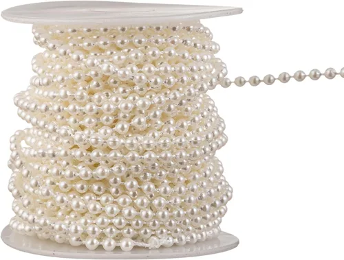 Vista 8 de Guirnalda de cuentas de perlas sintéticas para manualidades de 4mm rollo de hebra de perlas para decorar centros de mesa florales favor de fiesta