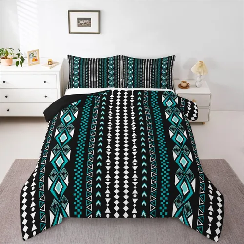 Vista 29 de Erosebridal Bohemian Twin Comforter Set Country Southwestern Bedding Set for Kids Teens Boho Aztec Arrows Diamond Comforter Black Gray Geometric
