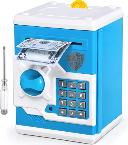 Vista 12 de Alcancía de diseño de cajero automático para niños y niñas, Vcertcpl - Mini alcancía con contraseña para monedas y dinero, con ranura automática