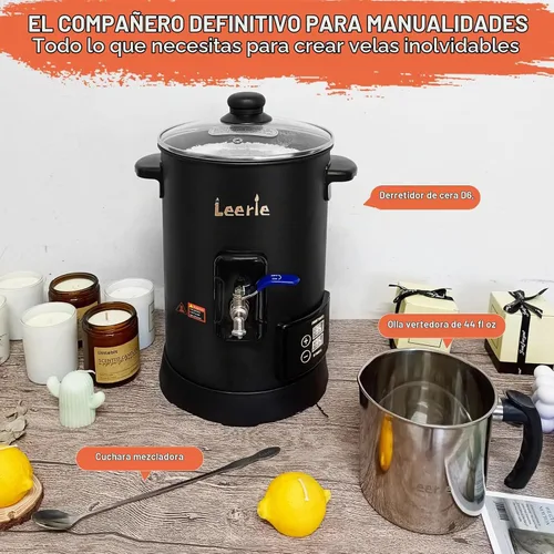 Vista 8 de Leerie Derretidor de cera digital de 12 libras para hacer velas, olla de fusión de cera de vela D6 con control preciso de temperatura y núcleo