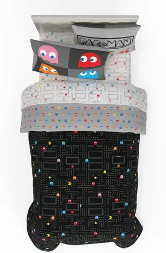 Vista 102 de Juego de ropa de cama clásico retro arcoíris de los Cariñositos, 7 piezas, edredón y sábanas supersuaves con funda de almohada, tamaño matrimonial